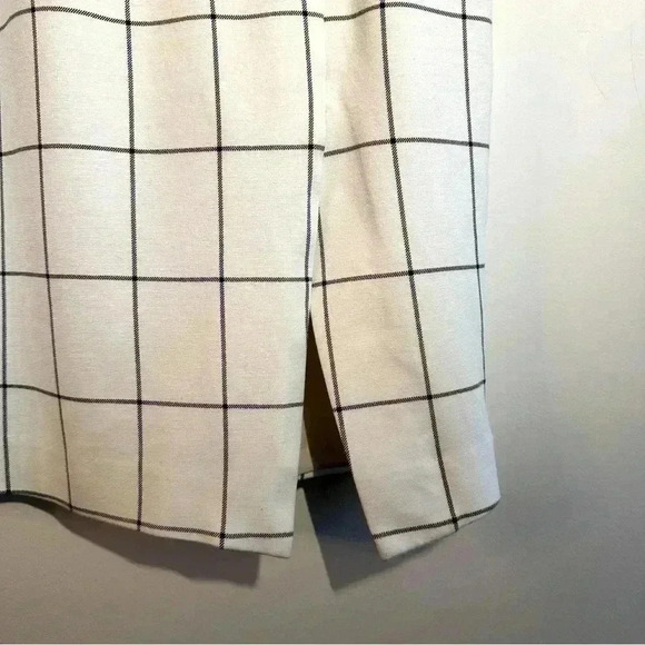 Banana Republic Sheath Dress with  Slit in Black and White Windowpane Pattern - Picture 4 of 6